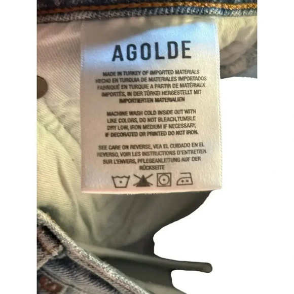 AGOLDE Blue Distressed Straight Leg Jeans Size 26 Riley - Picture 6 of 9